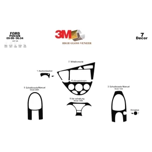 Ford Focus 09.98-08.04 3D Interior Dashboard Trim Kit Dash Trim Dekor 7-Parts 2