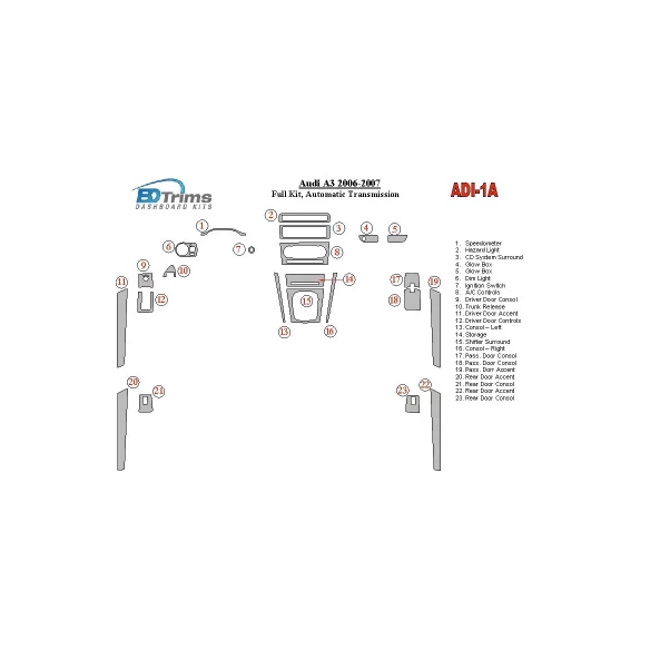 Audi A4 2000-2001 Full Set, Automatic Gearbox Interior BD Dash Trim Kit