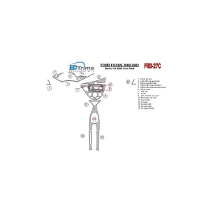 Ford Focus 2000-2002 Basic Set, With Arm Rest, 2&4 Doors, 14 Parts set Interior BD Dash Trim Kit 2