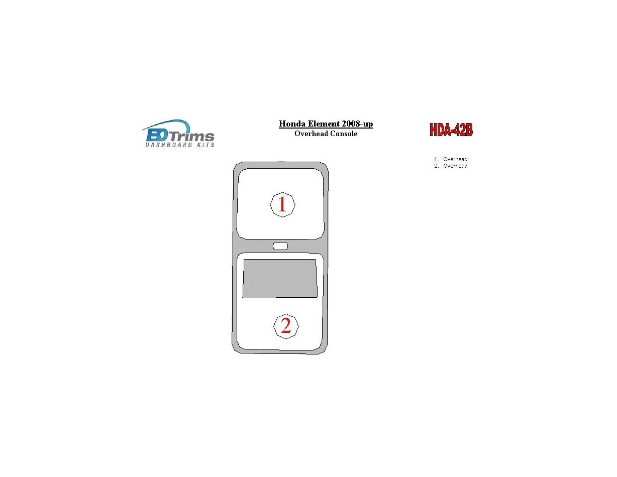 Honda Element 2008-UP Overhead Console Interior BD Dash Trim Kit - 1 - Interior Dash Trim Kit