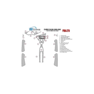 Ford Focus 2000-2002 Full Set, With Arm Rest, 4 Doors, 18 Parts set Interior BD Dash Trim Kit 2