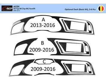 Audi A4 B8 Typ 8K 2009-2015 3D Interior Dashboard Trim Kit Dash Trim Dekor 3-6-Parts - 1 - Interior Dash Trim Kit