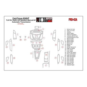 Ford Focus 2012-UP Full Set, 6 Audio-Speakers, Aircondition, Automatic Gearbox, Not Fits with Radio SONY Interior BD Dash Trim K 2