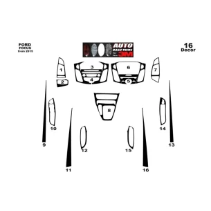 Ford Focus 2015-2017 3D Interior Dashboard Trim Kit Dash Trim Dekor 16-Parts 2