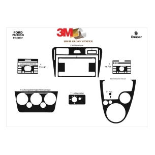 Ford Fusion 09.05-09.10 3D Interior Dashboard Trim Kit Dash Trim Dekor 9-Parts 2