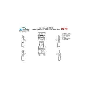 Ford Fusion 2013-UP Full Set, Without Touch screen, Over OEM Main Interior Kit Interior BD Dash Trim Kit