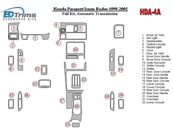 Honda Pasport 1998-2002 Full Set Interior BD Dash Trim Kit - 1 - Interior Dash Trim Kit