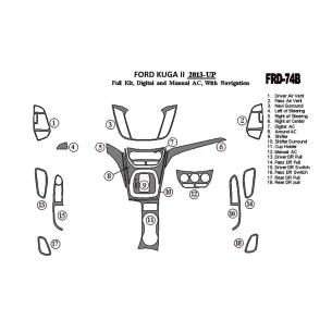 Ford Kuga 2013-UP Full Set, With NAVI Interior BD Dash Trim Kit 2