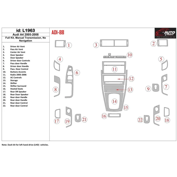Audi A4 2005-2008 Manual Interior BD Dash Trim Kit