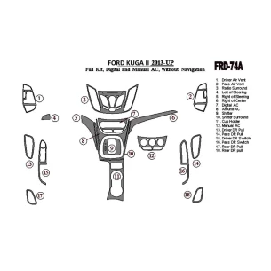 Ford Kuga 2013-UP Full Set, Without NAVI, manual climate control Interior BD Dash Trim Kit 2