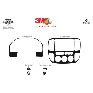 Ford Maverick 01.2001 3D Interior Dashboard Trim Kit Dash Trim Dekor 6-Parts 2