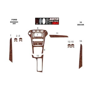 Ford Mondeo 01.08-12.11 3D Interior Dashboard Trim Kit Dash Trim Dekor 18-Parts 2