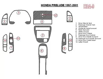 Honda Prelude 1997-2001 Full Set Interior BD Dash Trim Kit - 1 - Interior Dash Trim Kit