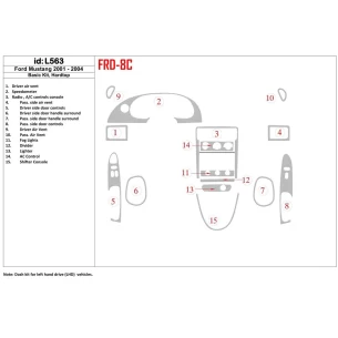 Ford Mustang 2001-2004 Soft roof-Coupe, Basic Set, 8 Parts set Interior BD Dash Trim Kit 2