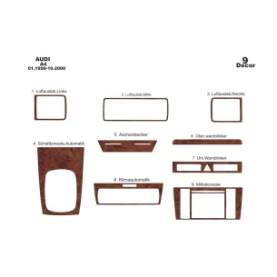Audi A4 B5 Typ 8D 1999-2000 3D Interior Dashboard Trim Kit Dash Trim Dekor 9-Parts 2