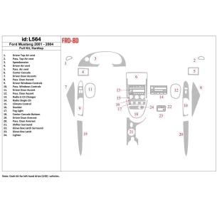 Ford Mustang 2001-2004 Soft roof-Coupe, Full Set Interior BD Dash Trim Kit 2