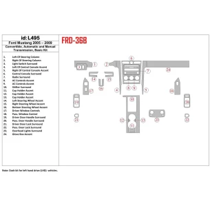 Ford Mustang 2005-2009 Folding roof-Cabrio, Basic Set Interior BD Dash Trim Kit 2