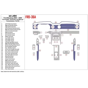 Ford Mustang 2005-2009 Folding roof-Cabrio, Full Set Interior BD Dash Trim Kit 2