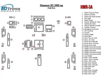 Hummer H2 2008-UP Full Set Interior BD Dash Trim Kit - 1 - Interior Dash Trim Kit