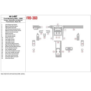Ford Mustang 2005-2009 Soft roof-Coupe, Basic Set Interior BD Dash Trim Kit 2