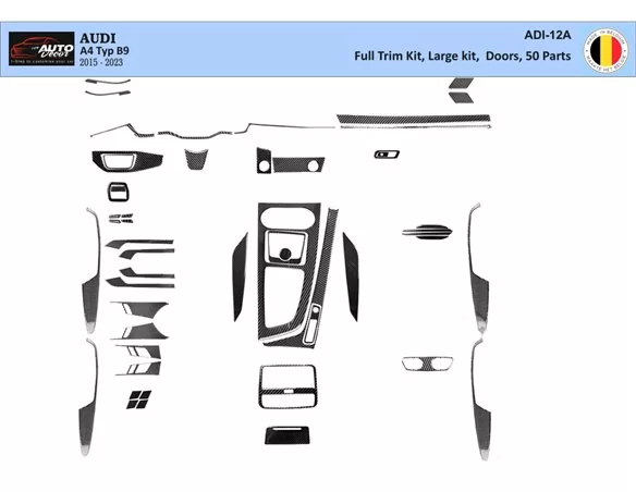 Audi A4 B9 Typ 8W 2015-2023 3D Interior Dashboard Trim Kit Dash Trim Dekor 50-Parts - 1 - Interior Dash Trim Kit