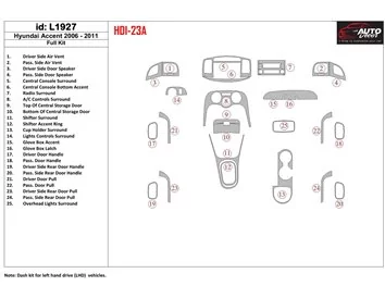 Hyundai Accent 2006-2011 Full Set Interior BD Dash Trim Kit - 1 - Interior Dash Trim Kit