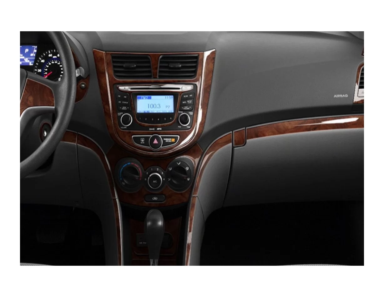 Hyundai Accent Blue 01.2011 3D Interior Dashboard Trim Kit Dash Trim Dekor 18-Parts - 1 - Interior Dash Trim Kit