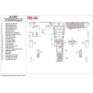 Ford Mustang 2010-UP Full Set, Without NAVI Interior BD Dash Trim Kit 2