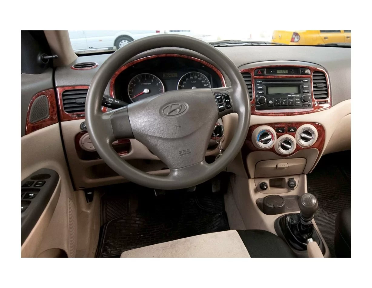 Hyundai Accent Era 01.06-12.10 3D Interior Dashboard Trim Kit Dash Trim Dekor 21-Parts - 1 - Interior Dash Trim Kit