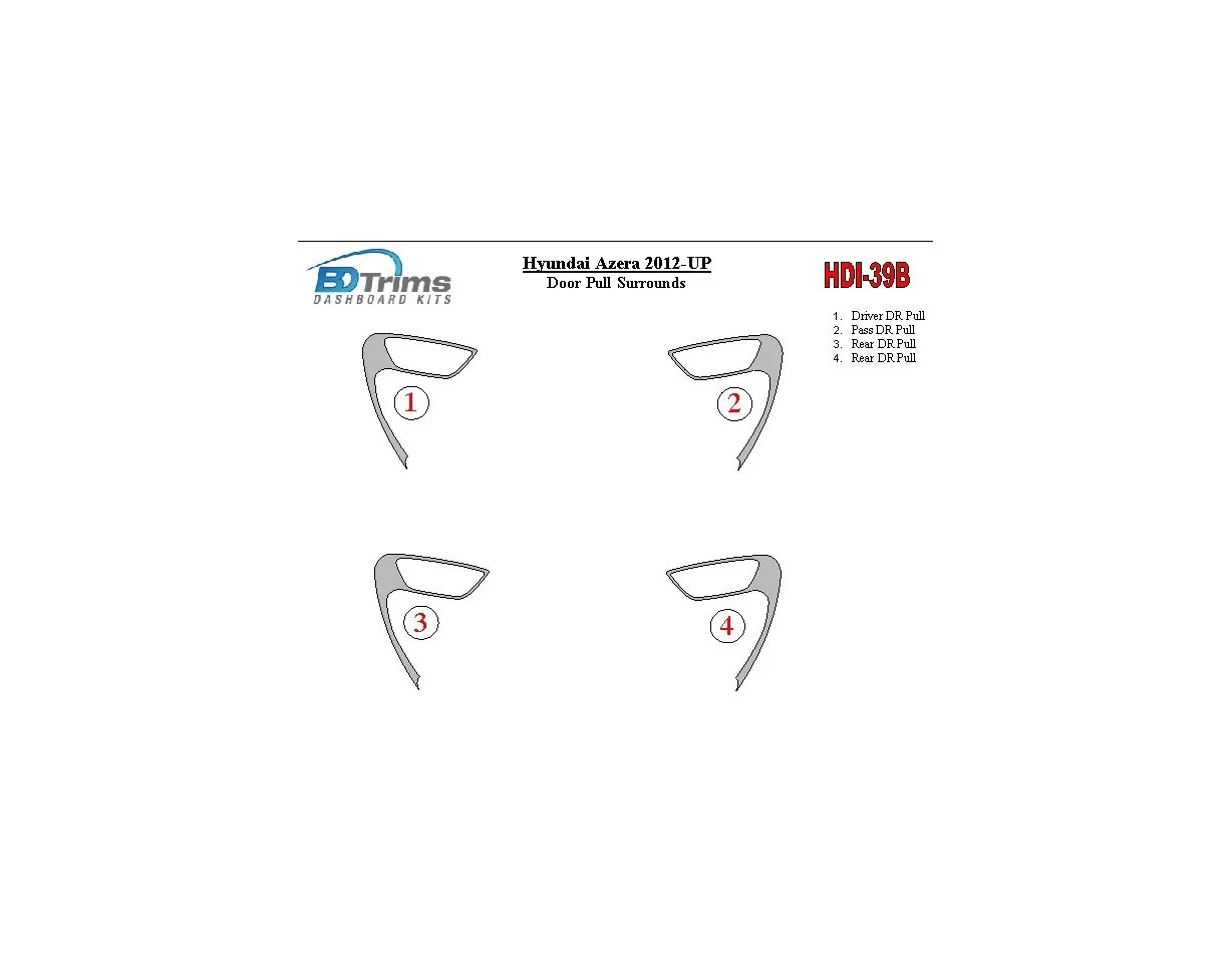 Hyundai Azera 2012-UP Door Inserts Interior BD Dash Trim Kit - 1 - Interior Dash Trim Kit