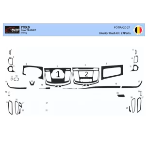 Ford New Transit 2020 3D Interior Dashboard Trim Kit Dash Trim Dekor 27-Parts 2