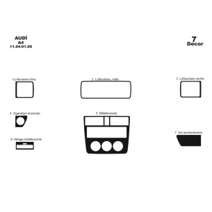 Audi A4 B5 Typ 8D 1994-1999 3D Interior Dashboard Trim Kit Dash Trim Dekor 7-Parts 2