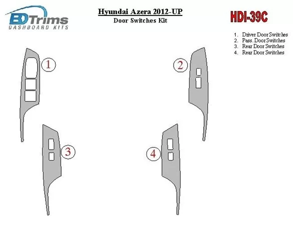 Hyundai Azera 2012-UP Window control Interior BD Dash Trim Kit - 1 - Interior Dash Trim Kit