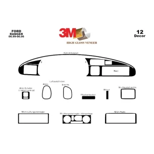Ford Ranger 06.99-06.06 3D Interior Dashboard Trim Kit Dash Trim Dekor 12-Parts 2
