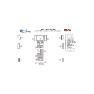 Ford Taurus 2013-UP Full Set, With Touch screen, Without Sony Radio Interior BD Dash Trim Kit