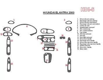 Hyundai Elantra 2000-2000 Full Set Interior BD Dash Trim Kit - 1 - Interior Dash Trim Kit