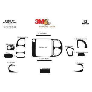 Ford Transit 03.00-08.06 3D Interior Dashboard Trim Kit Dash Trim Dekor 12-Parts 2
