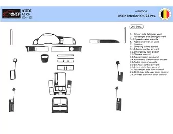 Audi A6 2005-2011 3D Interior Dashboard Trim Kit Dash Trim Dekor 25-Parts - 1 - Interior Dash Trim Kit