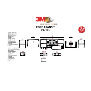 Ford Transit 09.10-01.14 3D Interior Dashboard Trim Kit Dash Trim Dekor 24-Parts 2