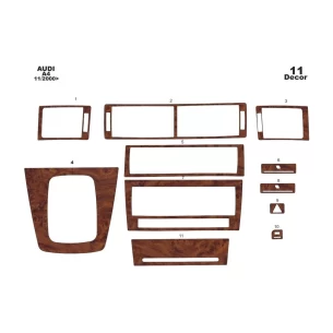 Audi A4 B6 Typ 8E-8H 10.2000 3D Interior Dashboard Trim Kit Dash Trim Dekor 11-Parts 2