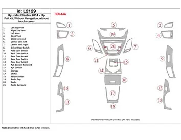 Hyundai Elantra 2014-UP Full Set, Without NAVI Interior BD Dash Trim Kit - 1 - Interior Dash Trim Kit