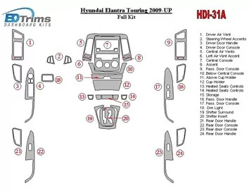 Hyundai Elantra Touring 2009-UP Full Set Interior BD Dash Trim Kit - 1 - Interior Dash Trim Kit
