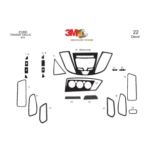 Ford Transit Dlux 01.2014 3D Interior Dashboard Trim Kit Dash Trim Dekor 20-Parts 2