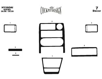 Hyundai Excel 01.91-08.94 3D Interior Dashboard Trim Kit Dash Trim Dekor 7-Parts - 1 - Interior Dash Trim Kit