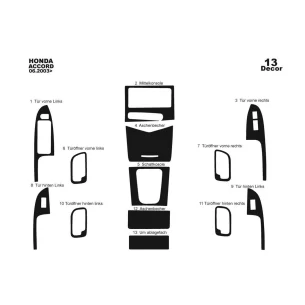 Honda Accord 01.2003 3D Interior Dashboard Trim Kit Dash Trim Dekor 13-Parts 2