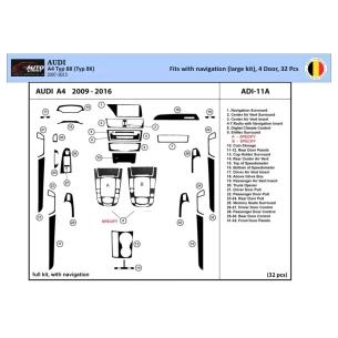 Audi A4 B8 Typ 8K 2007-2015 3D Interior Dashboard Trim Kit WHZ Dash Trim Dekor 32-Parts 2