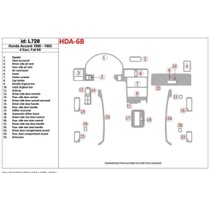 Honda Accord 1990-1993 4 Doors, Full Set, 25 Parts set Interior BD Dash Trim Kit 2