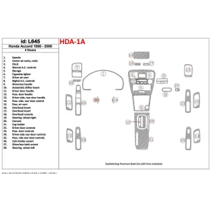 Honda Accord 1998-2000 4 Doors, Full Set, 28 Parts set Interior BD Dash Trim Kit 2