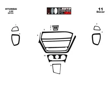 Hyundai I 20 06.2014 3D Interior Dashboard Trim Kit Dash Trim Dekor 11-Parts - 1 - Interior Dash Trim Kit