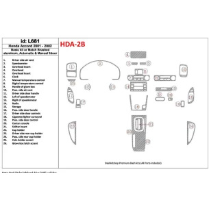 Honda Accord 2001-2002 2 Doors, Basic Set, 26 Parts set Interior BD Dash Trim Kit 2